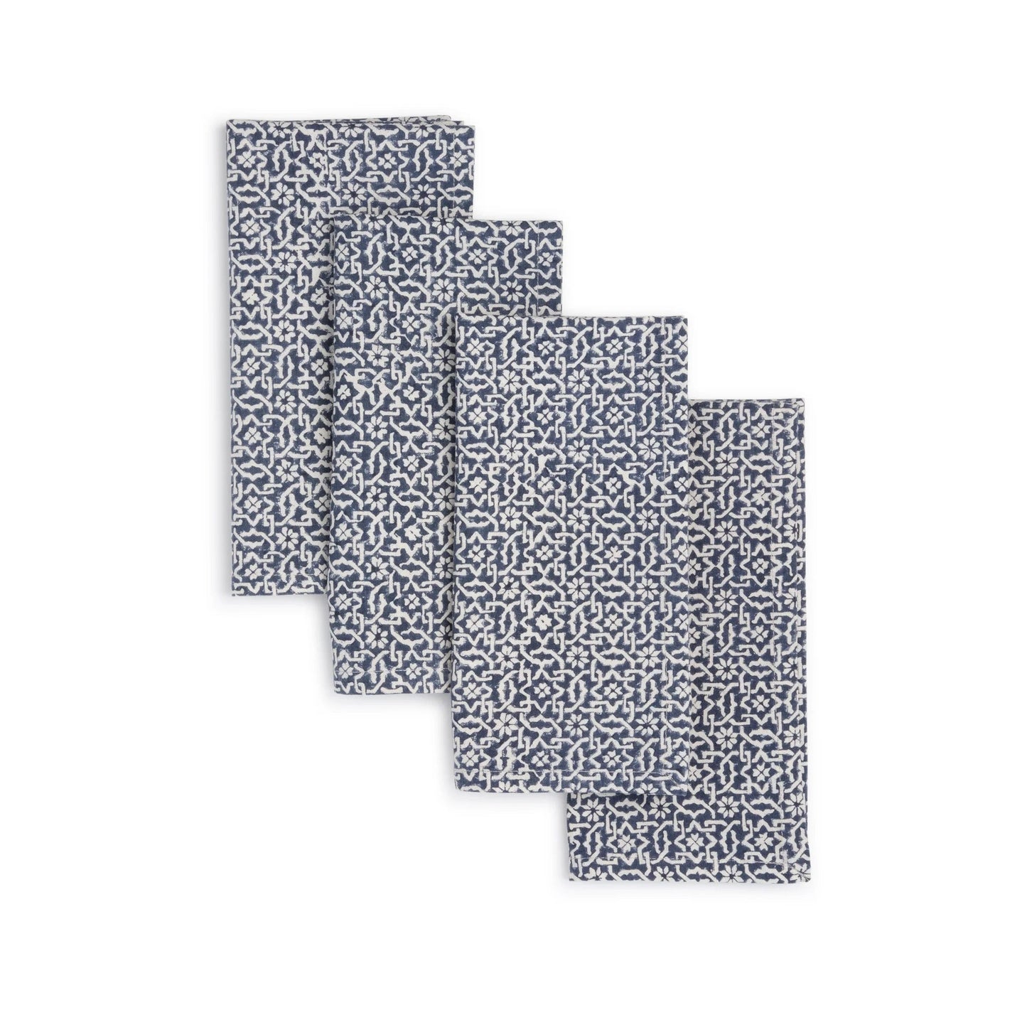 Hand Block Printed Cotton Napkins, Set of 4 | 18″×18″ | Fair trade | Axis