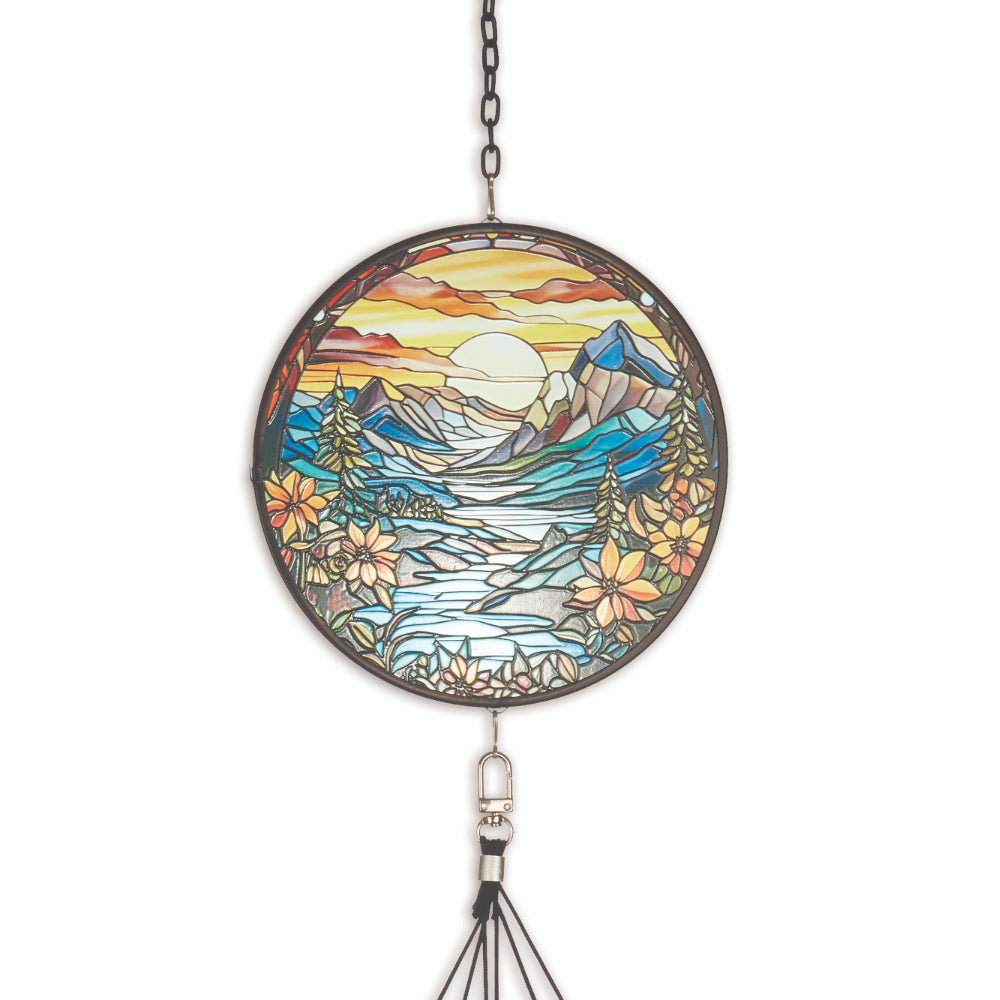 Mountain Stain Glass Wind Chime - 40 inch