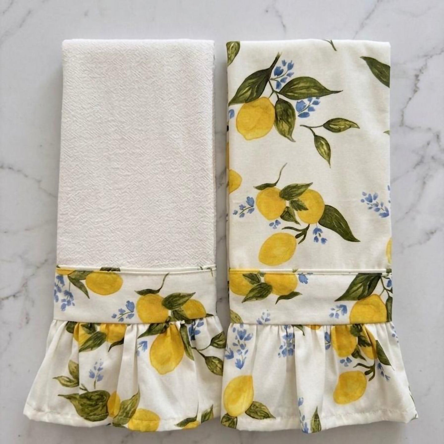 Capri Lemon Ruffled Kitchen Towels (Set of 2)