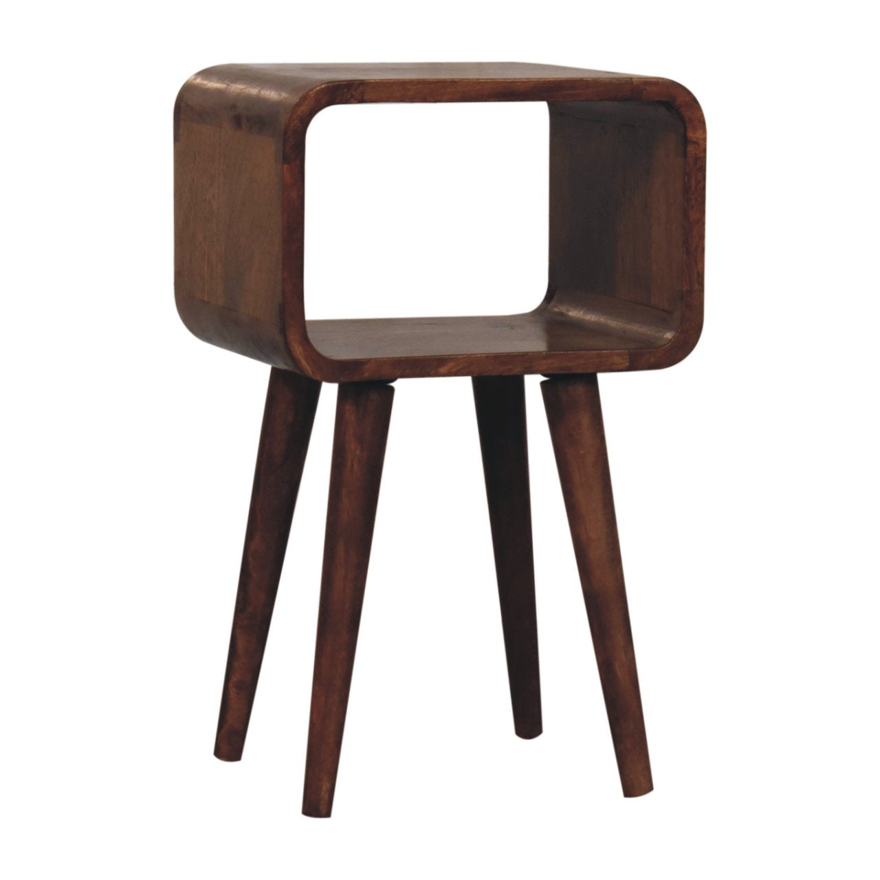 Solid Wood Mini Honey Caramel Curved Open Nightstand