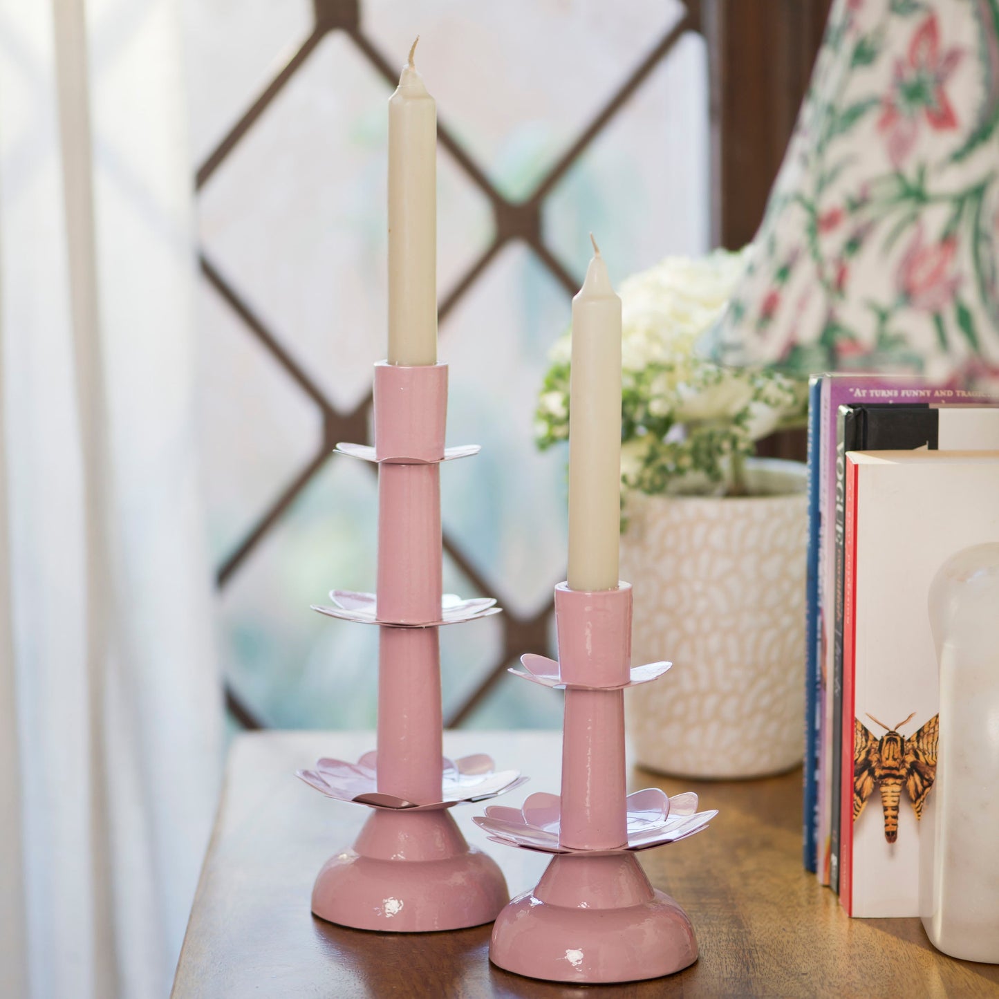 Lotus Bloom Tapered Aluminum Candleholder