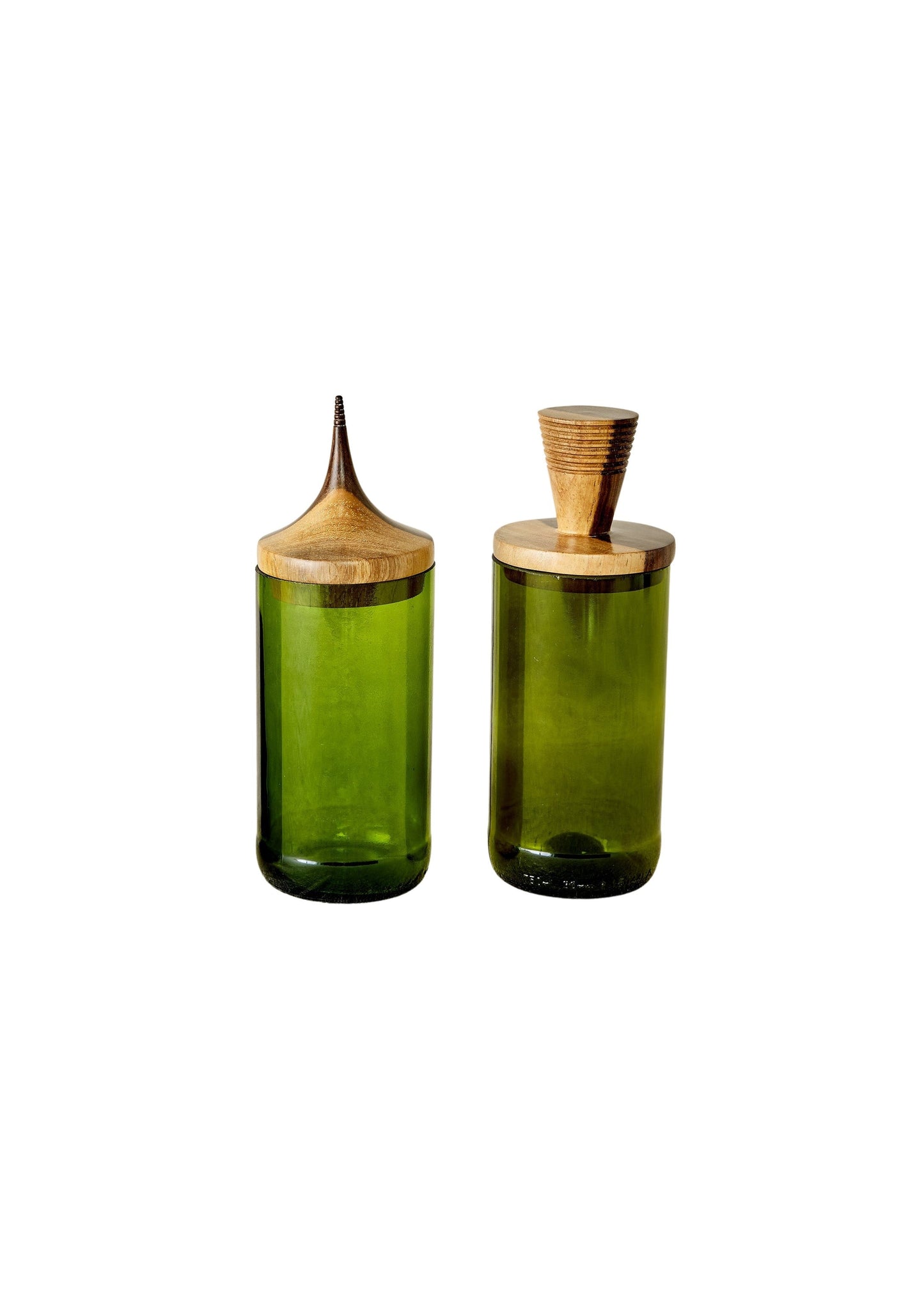 Wooden Topped Green Apothecary Jar