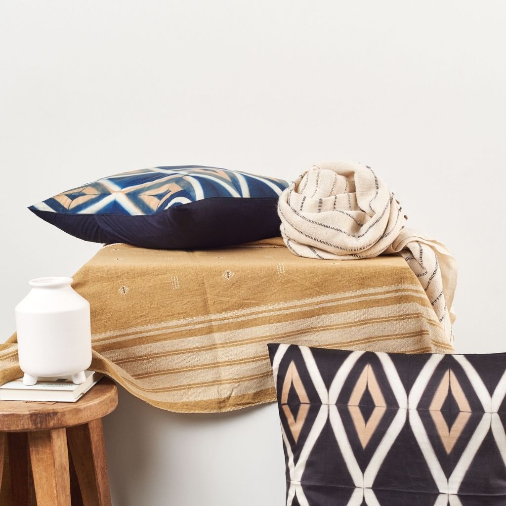 Tisa Handcrafted Shibori Print Mulberry Silk Pillow