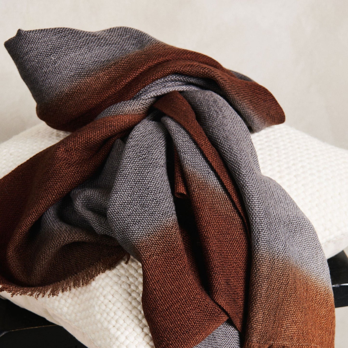 Simply Taupe Brown Gray Hand Spun Merino Handloom Throw