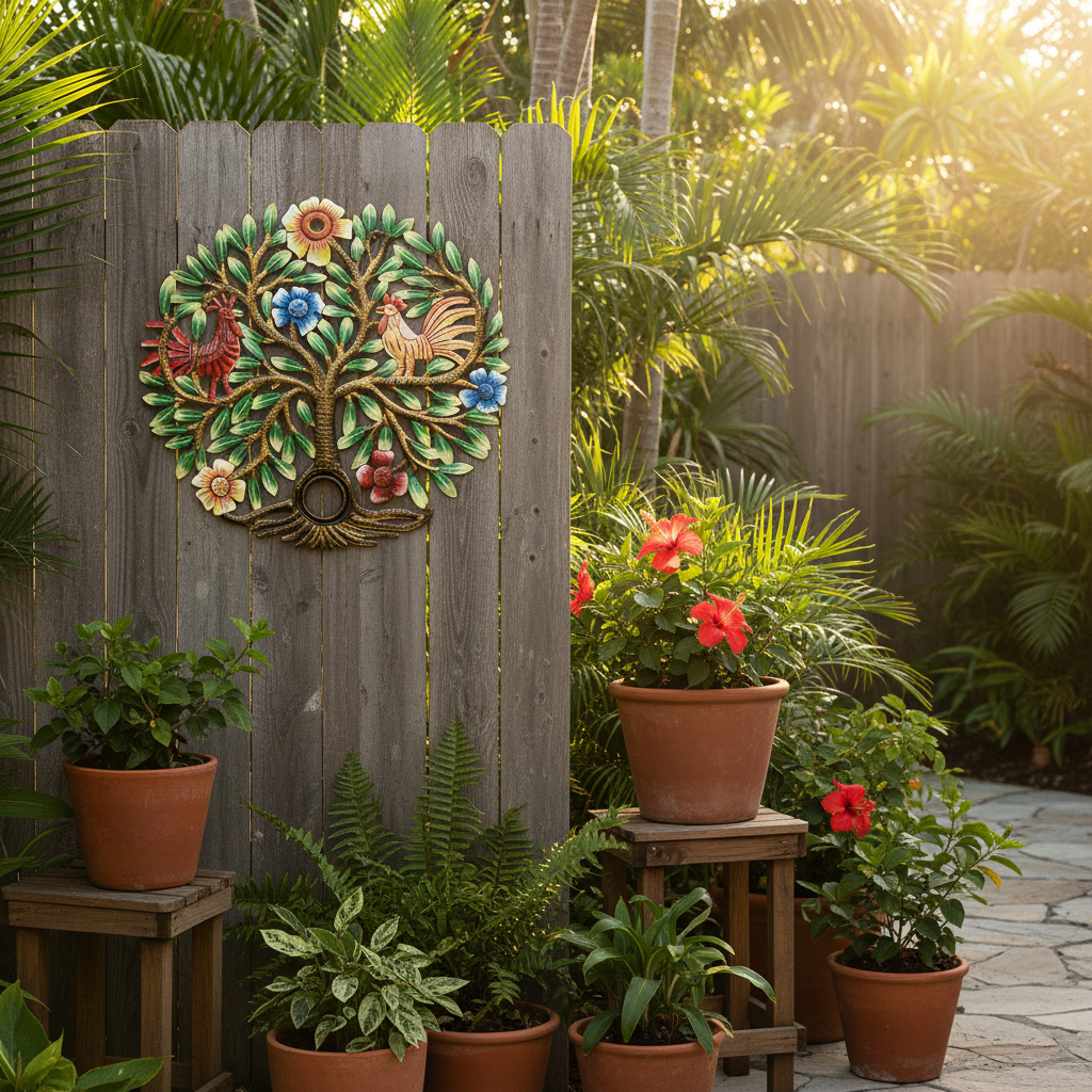 Painted Roosters in Tree - Lid