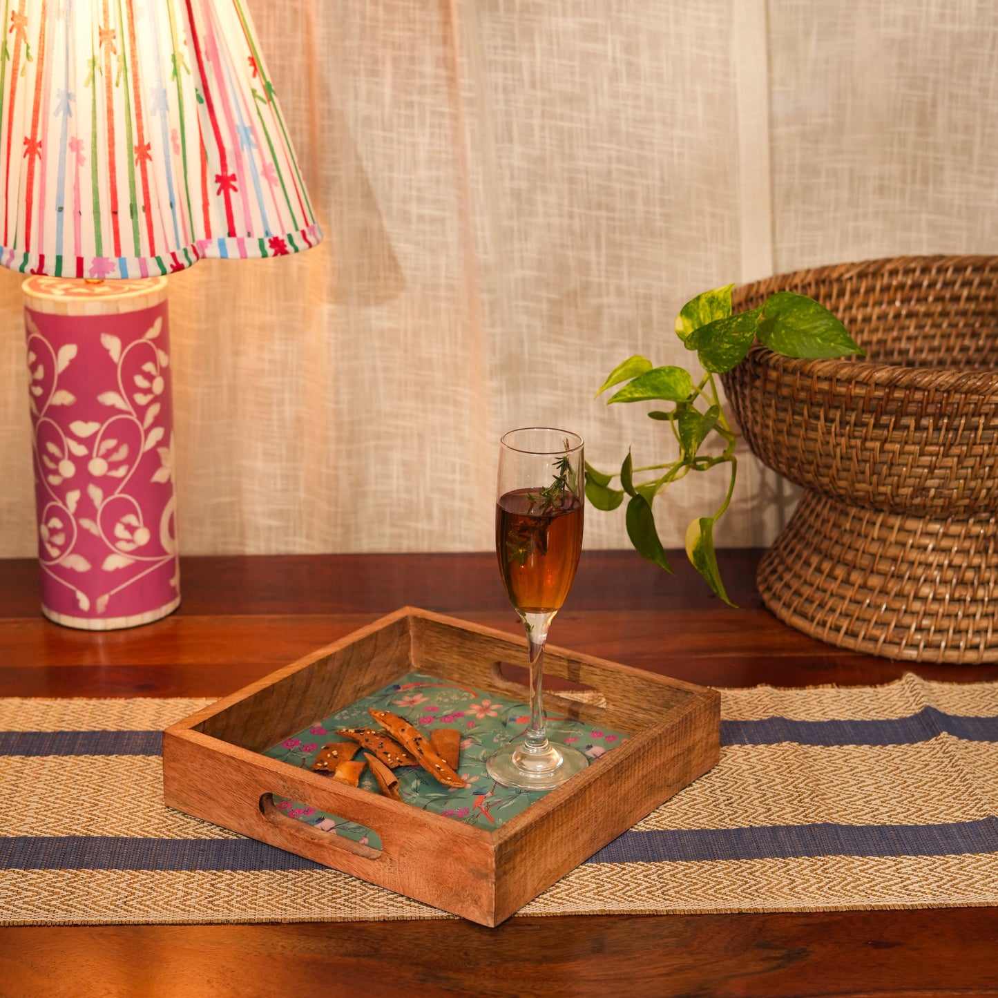 Aqua Flora Serving Tray