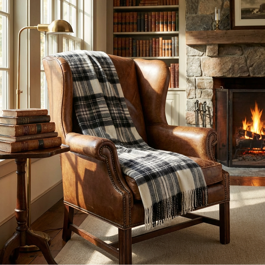 Highland Tartan Tweed Merino Wool Throw - Dress Grey Stewart