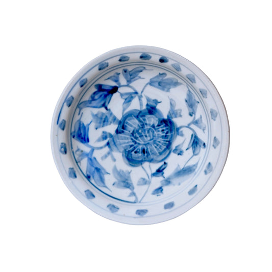 Small Blue and White Porcelain Peony Dish