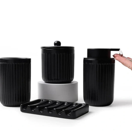 BosilunLife Pockmark 4-Piece Liquid Bathroom Set Recycled Ceramic Eco-Clay