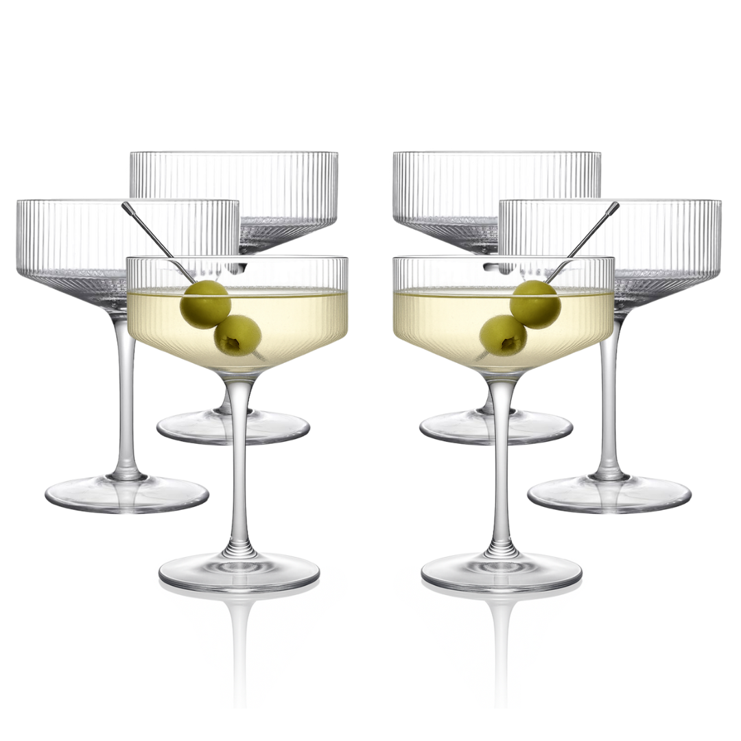 Clear Ribbed Martini Coupe Glass
