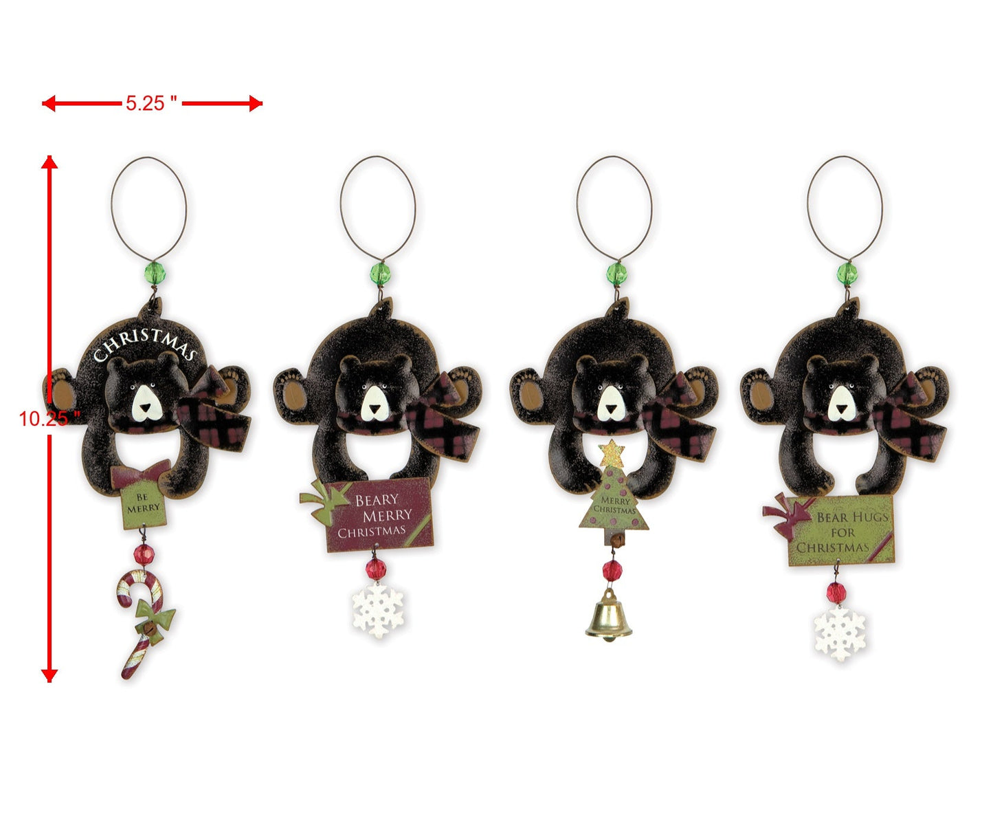 Berry Merry Bottoms Up Black Bear Ornaments - Set of 4