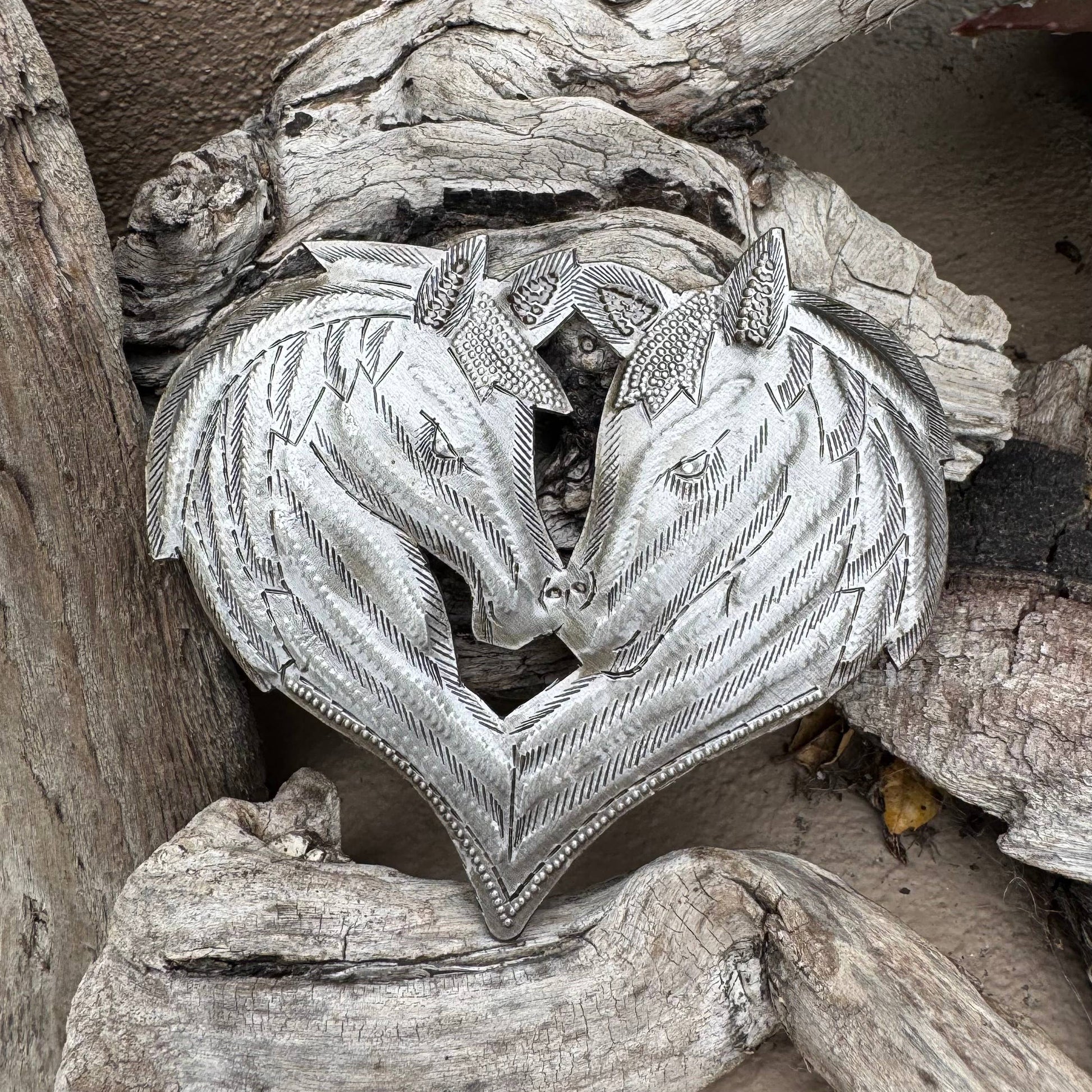 Fair Trade Handmade Haitian Metal Horse Head Heart Ornament