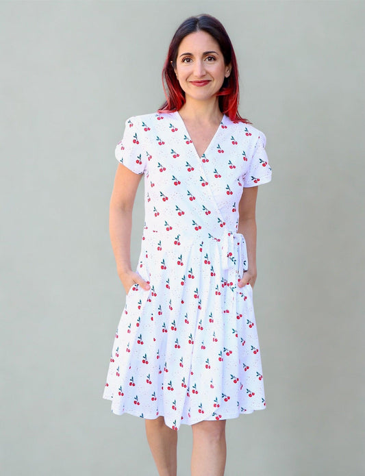 Cherry Organic Wrap Dress