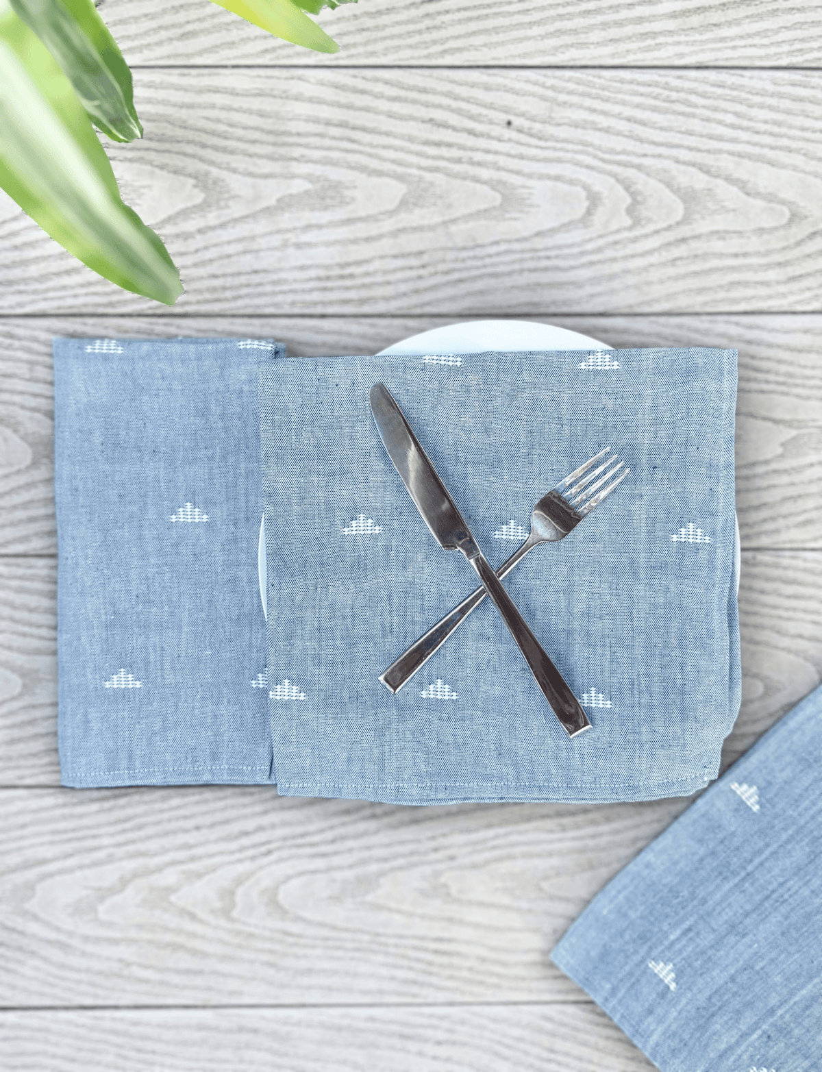 Cloth Napkins- Jamdani Blue - Set of 4