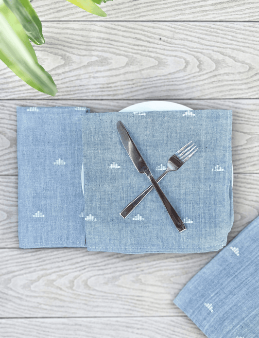 Cloth Napkins- Jamdani Blue - Set of 4