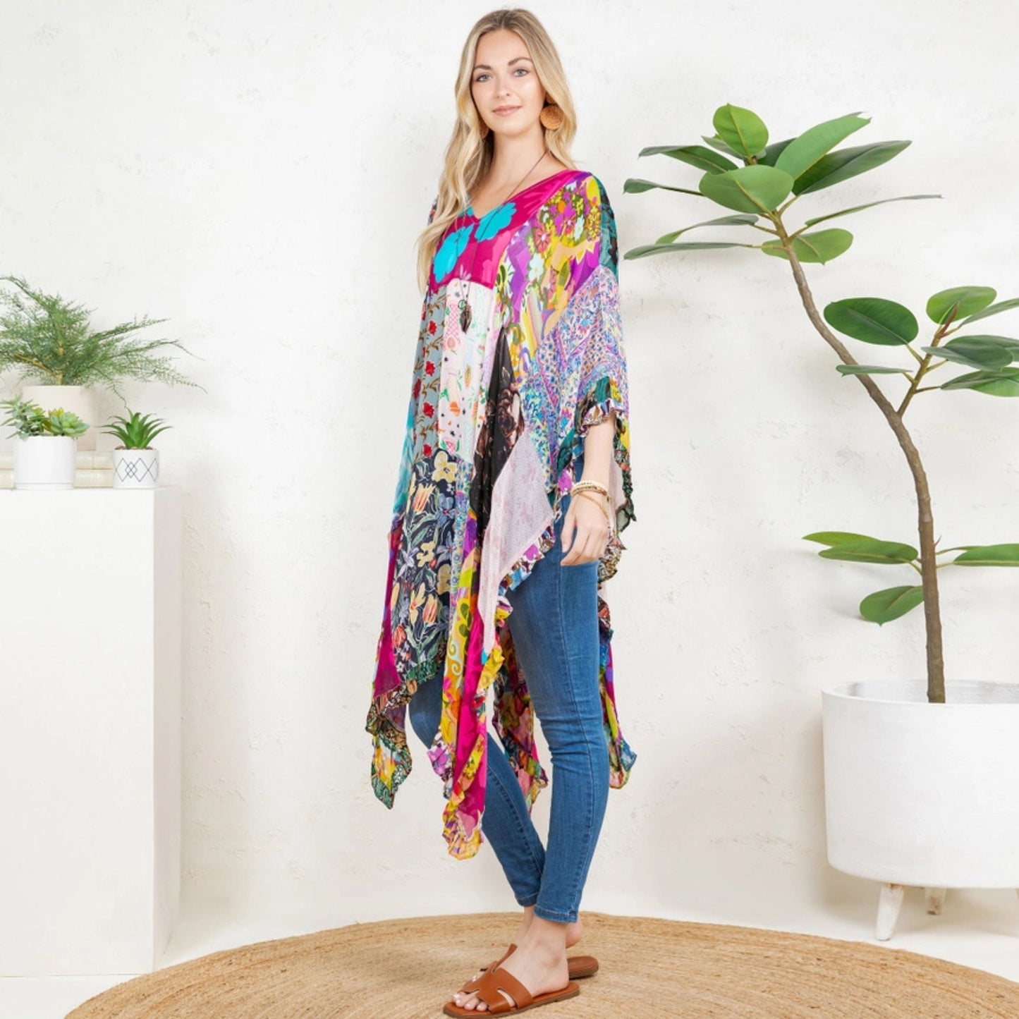 Woodstock Dreams Limited Edition Bohemian Embroidered Color Block Shrug