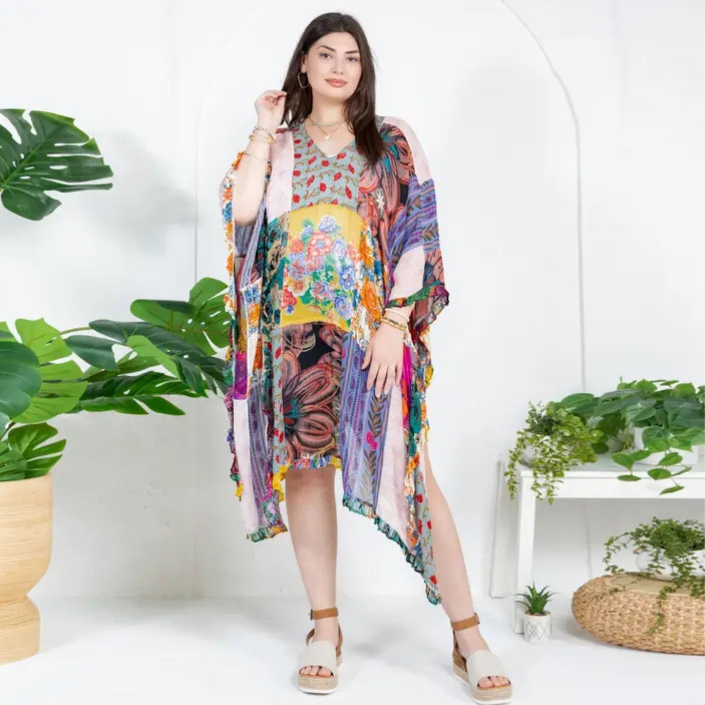 Woodstock Dreams Limited Edition Bohemian Embroidered Color Block Shrug