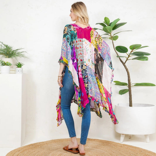 Woodstock Dreams Limited Edition Bohemian Embroidered Color Block Shrug