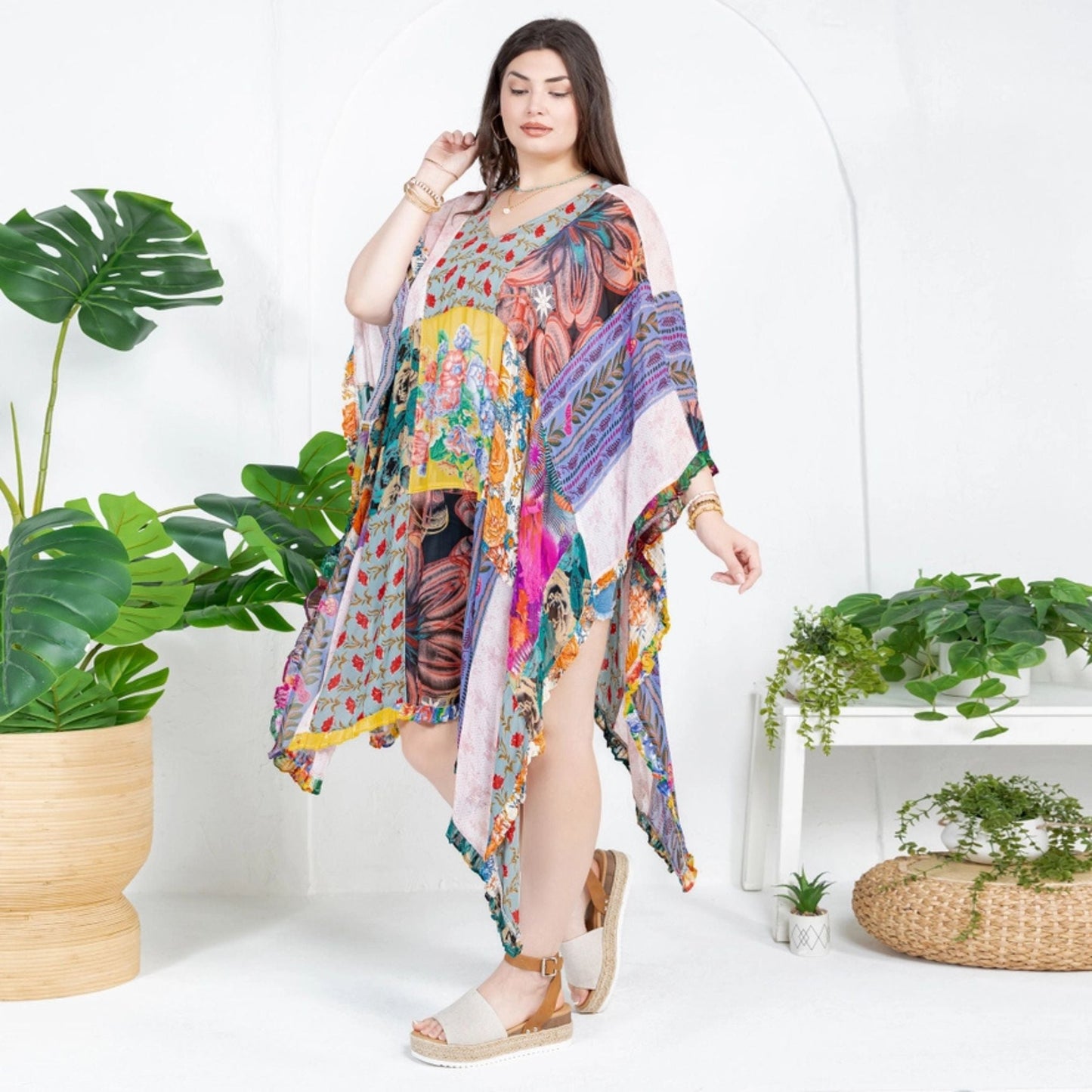 Woodstock Dreams Limited Edition Bohemian Embroidered Color Block Shrug