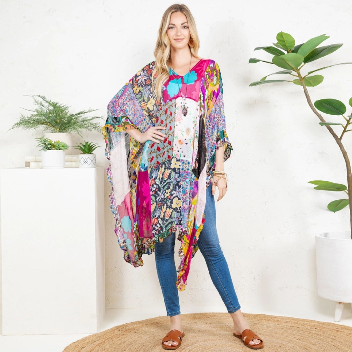 Woodstock Dreams Limited Edition Bohemian Embroidered Color Block Shrug