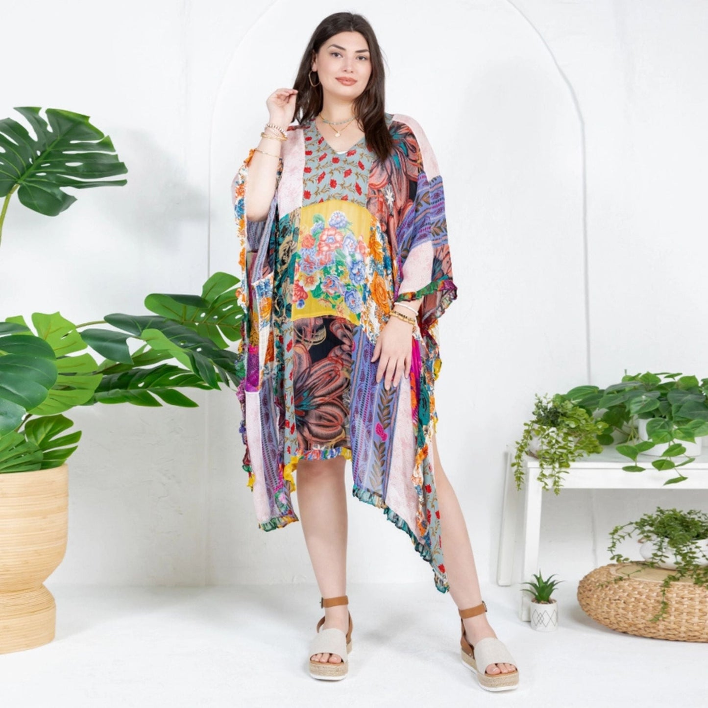 Woodstock Dreams Limited Edition Bohemian Embroidered Color Block Shrug