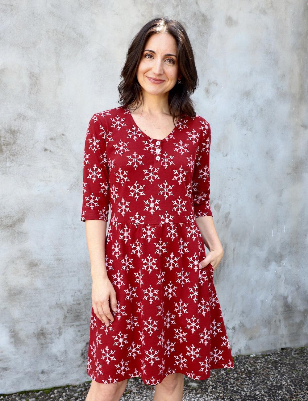 Crimson Flurry Organic Holiday Dress