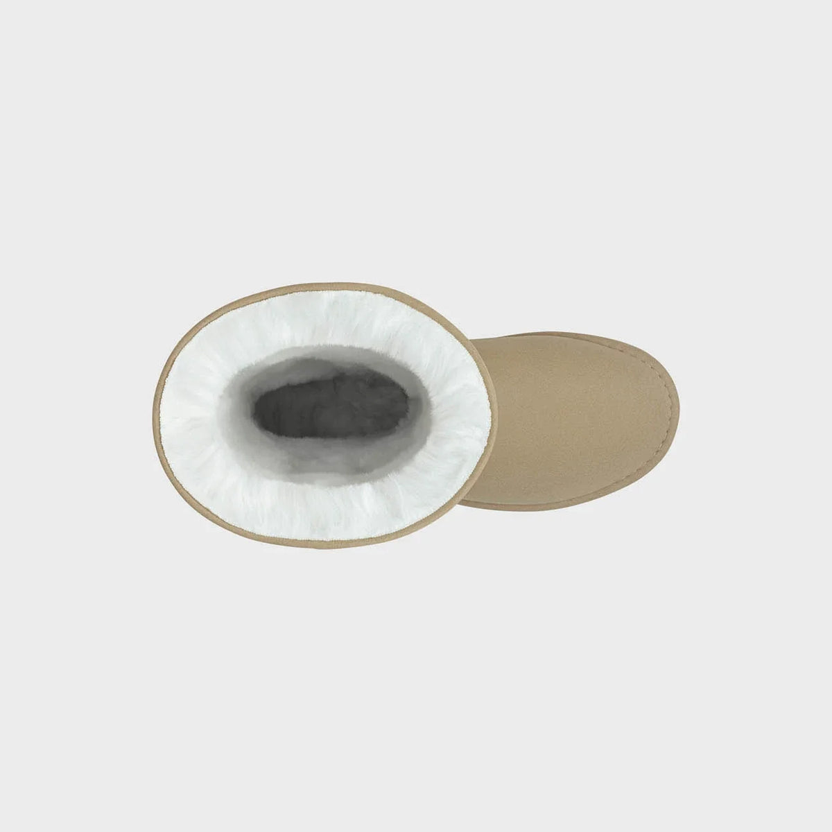 Cruelty-free beige long boots with Faux Fur embellishment