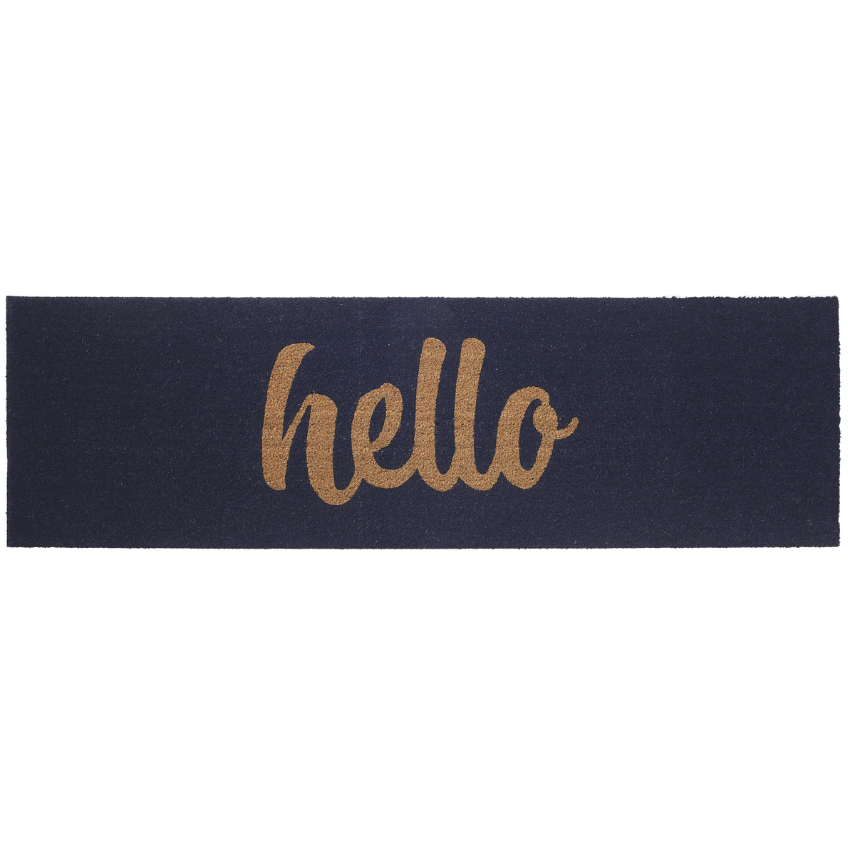 Cursive Hello Doormat Handwoven, Durable - Dark Blue