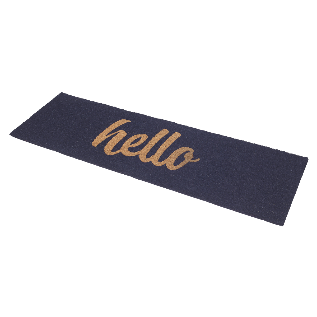 Cursive Hello Doormat Handwoven, Durable - Dark Blue