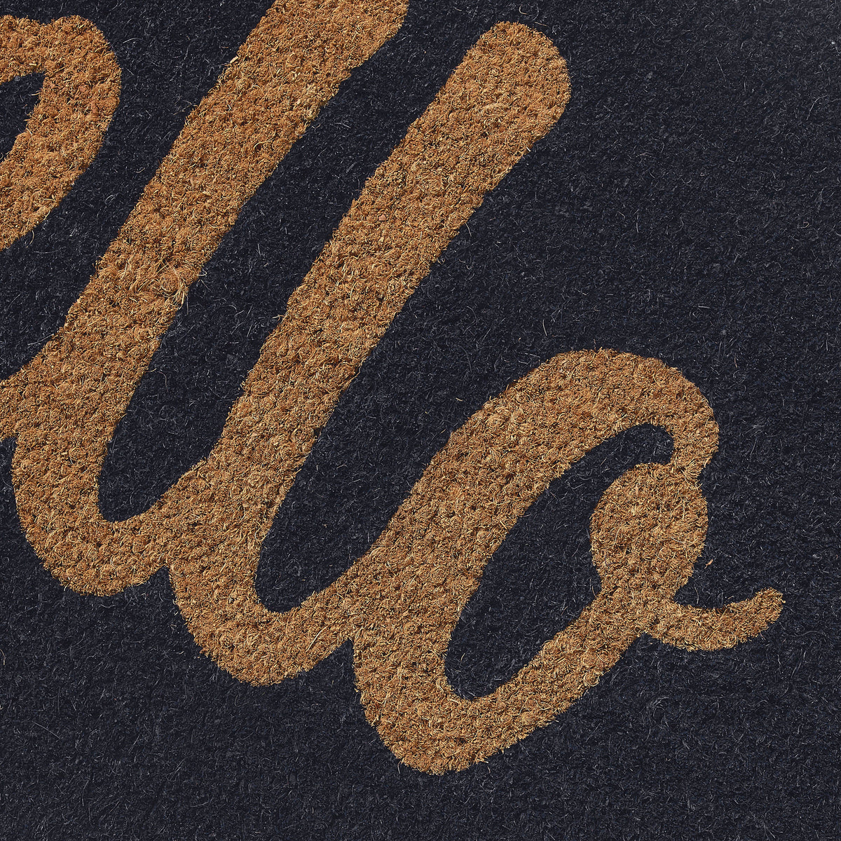 Cursive Hello Doormat Handwoven, Durable - Dark Blue