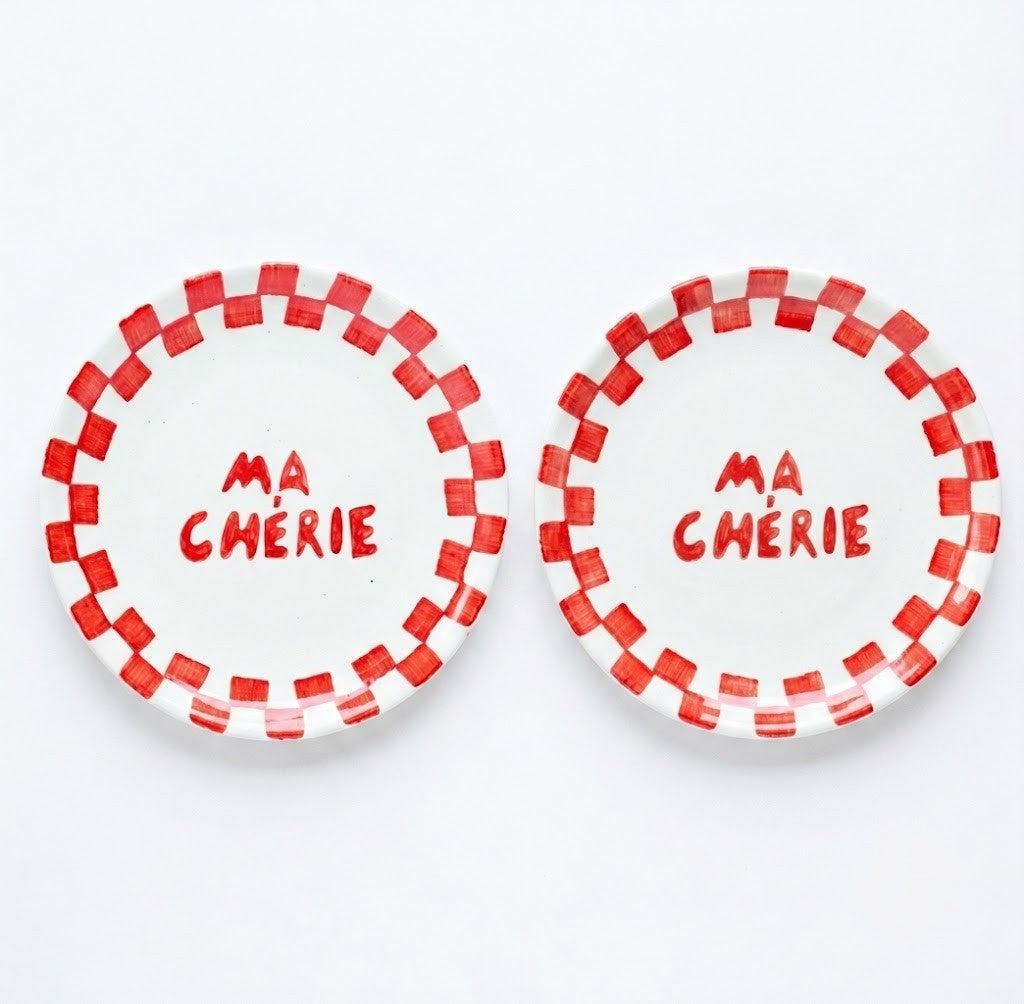 S/2 Ma Cherie Ceramic Snack Plate