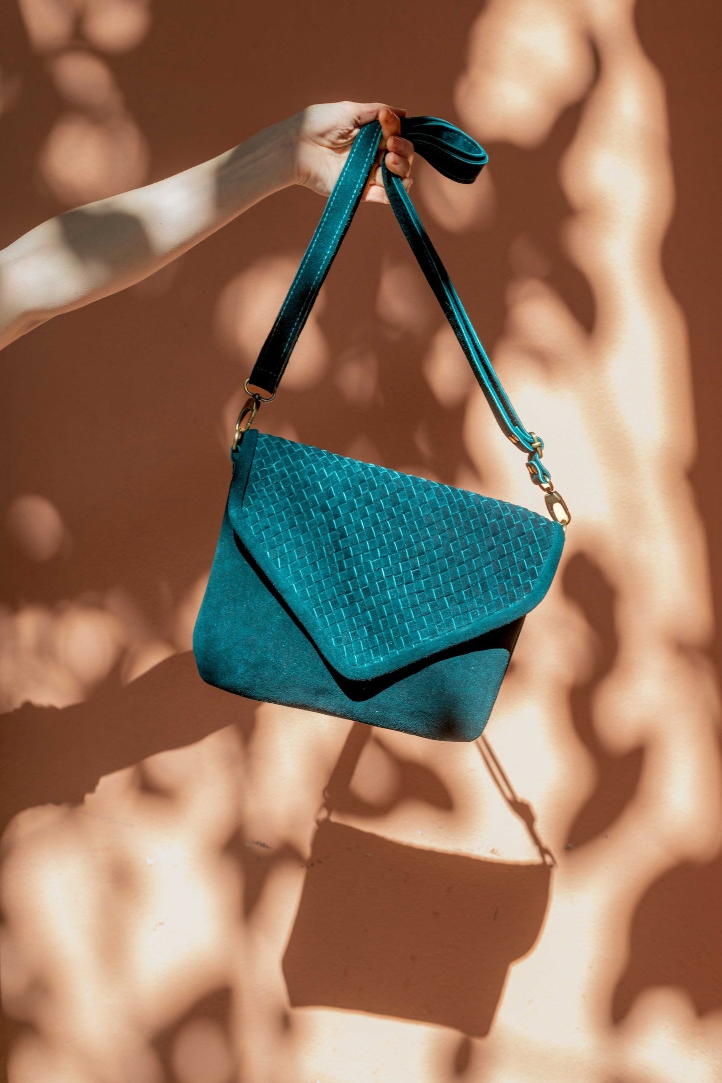 Teal Suede Woven Everyday Bag