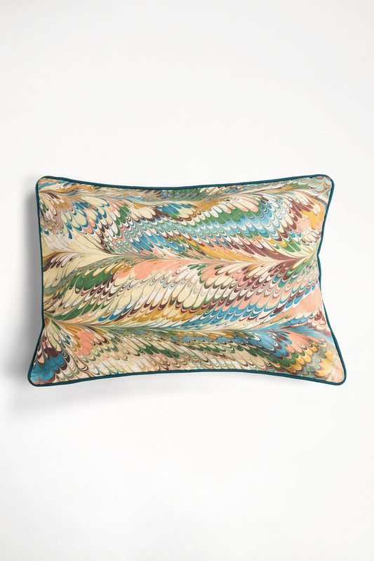 Flatiron Feathers Hand-Marbled Pillow, 14x20