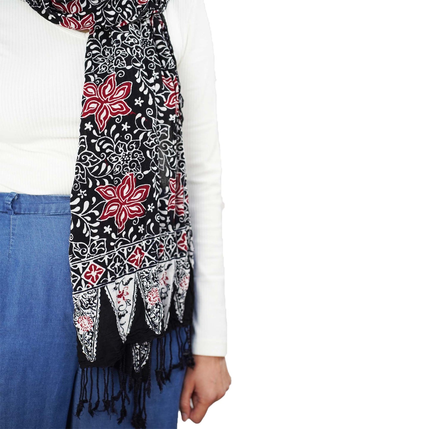 Hand Dyed Batik Scarf - Floral Star