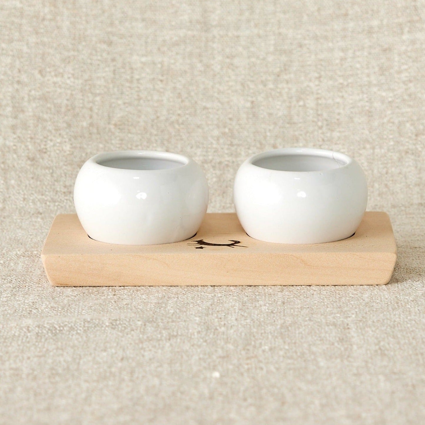 Dipping & Spice Wooden and Ceramic Bowl Pair