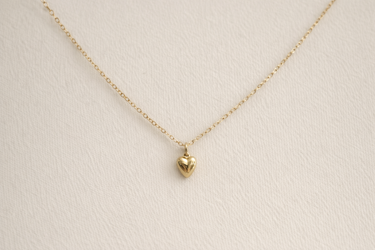 Lou Puff Heart Necklace | Gold Fill