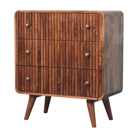 Solid Wood Honey Caramel T-Bar Ridged Chest