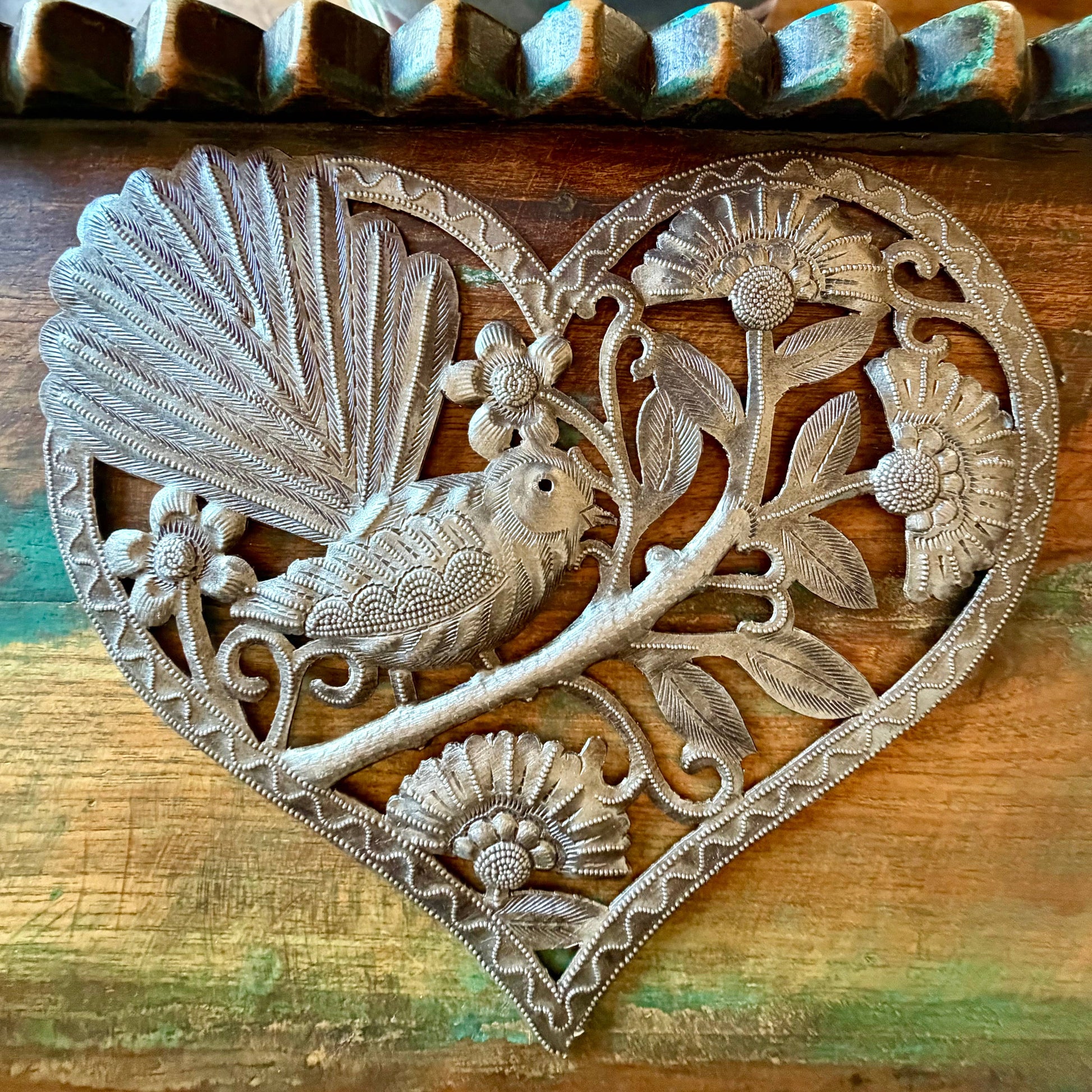 Bird in Heart Haitian Metal Art Wall Decor Fair Trade