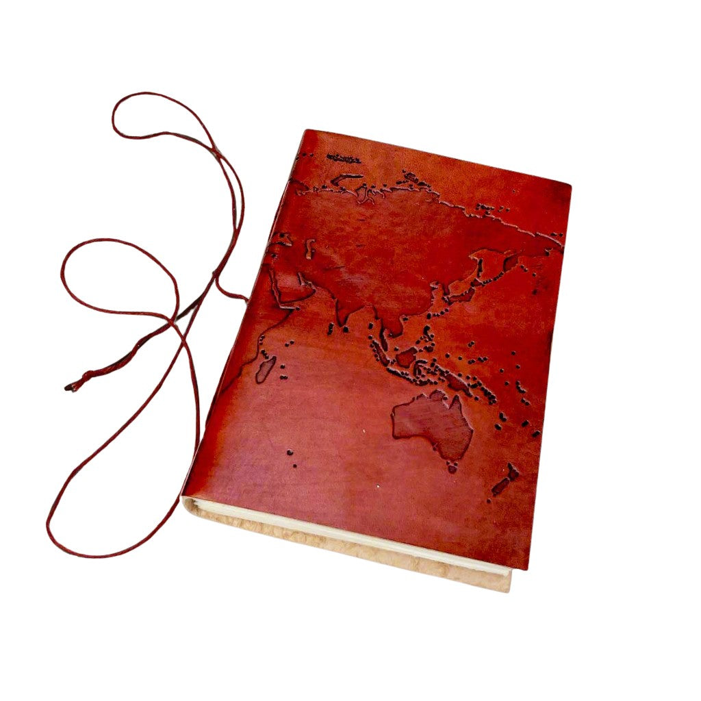 Vintage World Map 7x5 Handmade Leather Journal