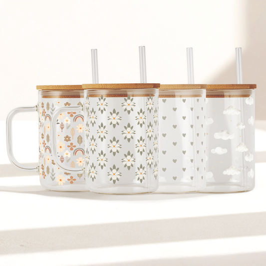 Soft Neutrals 17oz Glass Mug Set