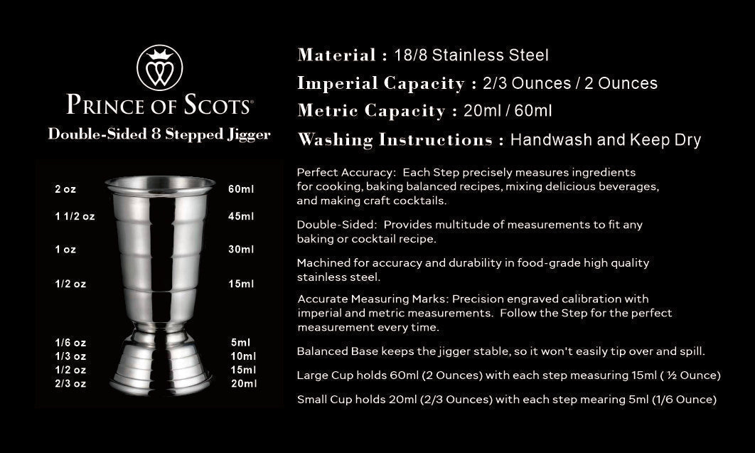Art Deco Double-Sided 8 Stepped Jigger - Duo Gift Set
