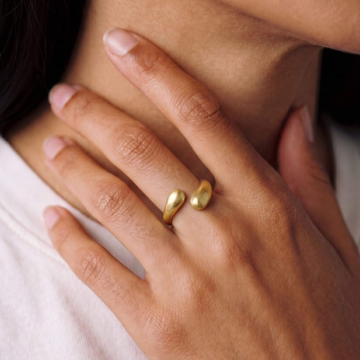 Adjustable Teardrop Wrap Ring | Sana Unisex Open Brass Ring