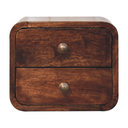 Solid Wood Mini Curved California Walnut Wall-Mounted Bedside Table