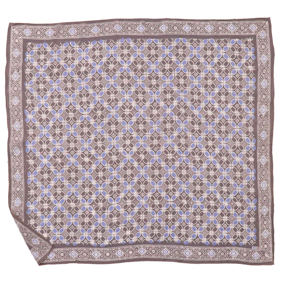 Large 39" Hand Dyed Batik Bandana Charcoal Gray, Size XL Scarf, Oversized