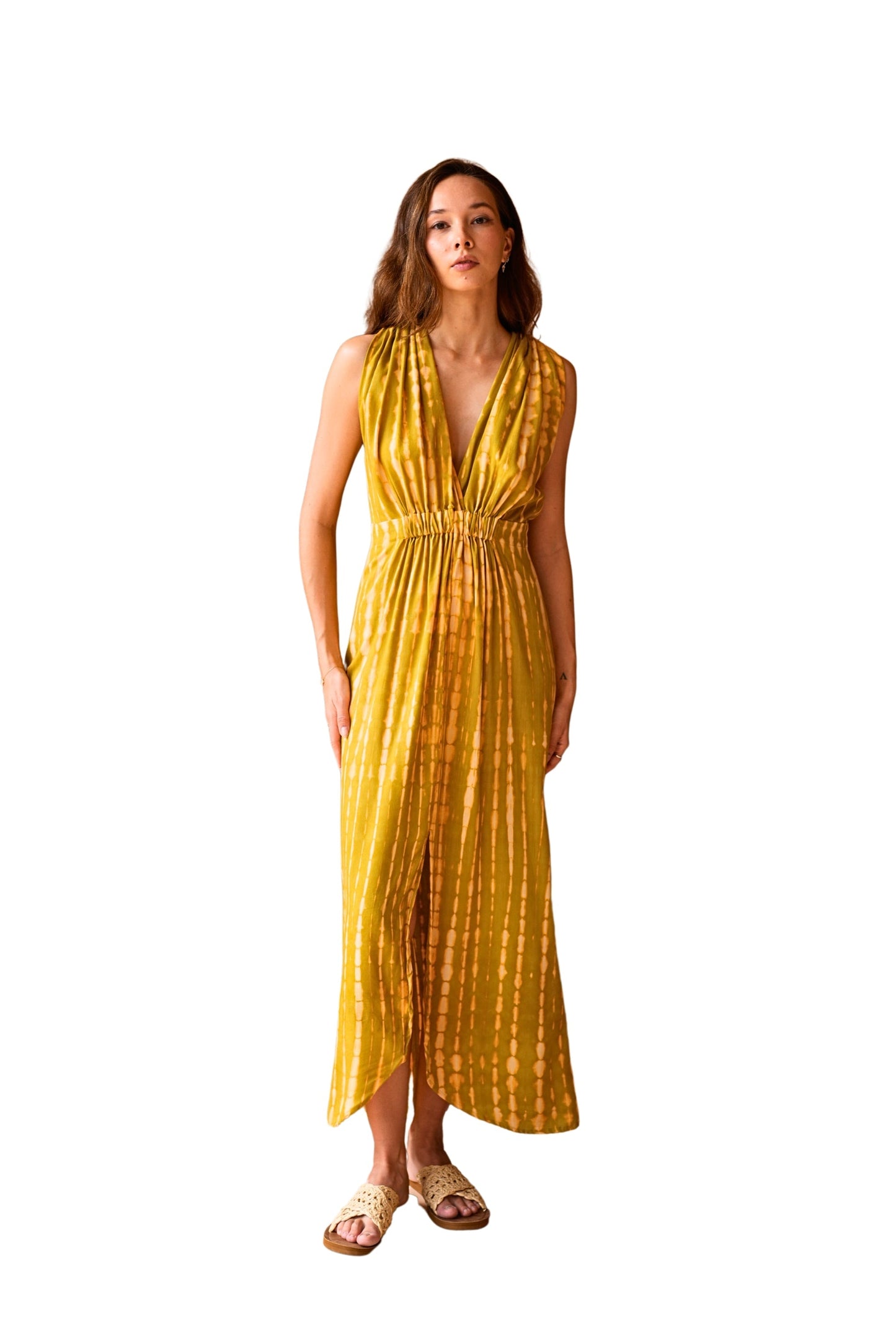 Clara Maxi Slip Dress in Lemongrass
