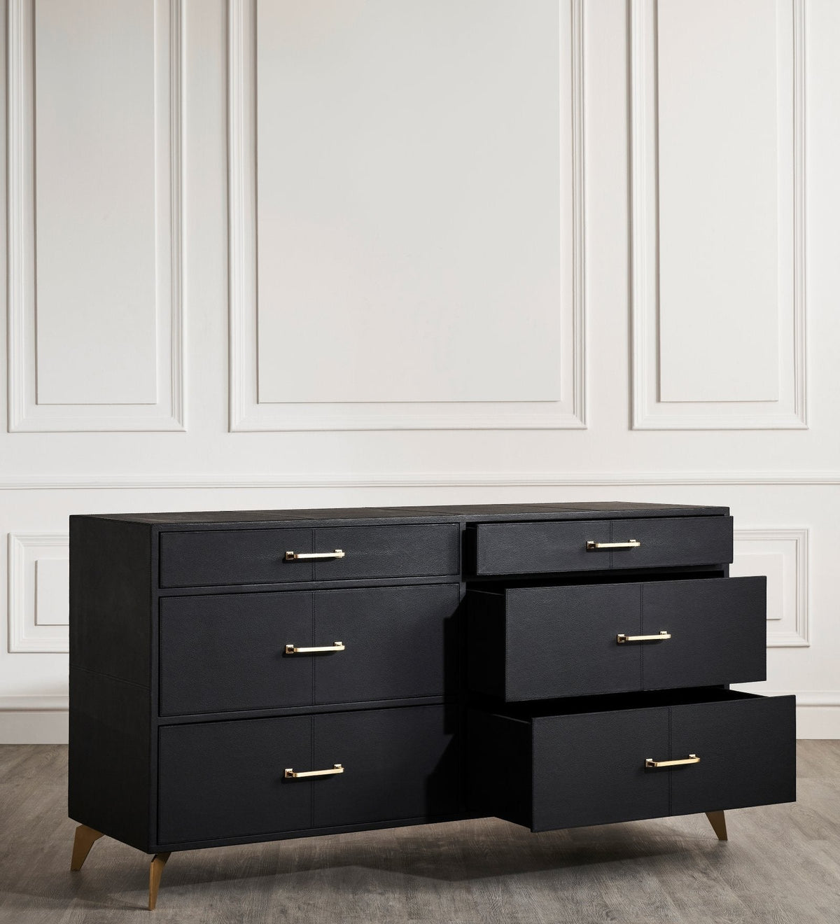 Berkeley Six Drawer Leather Dresser