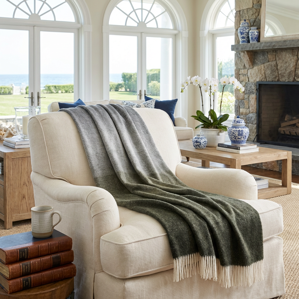 Whisper Ombre Merino Wool Throw – Moss