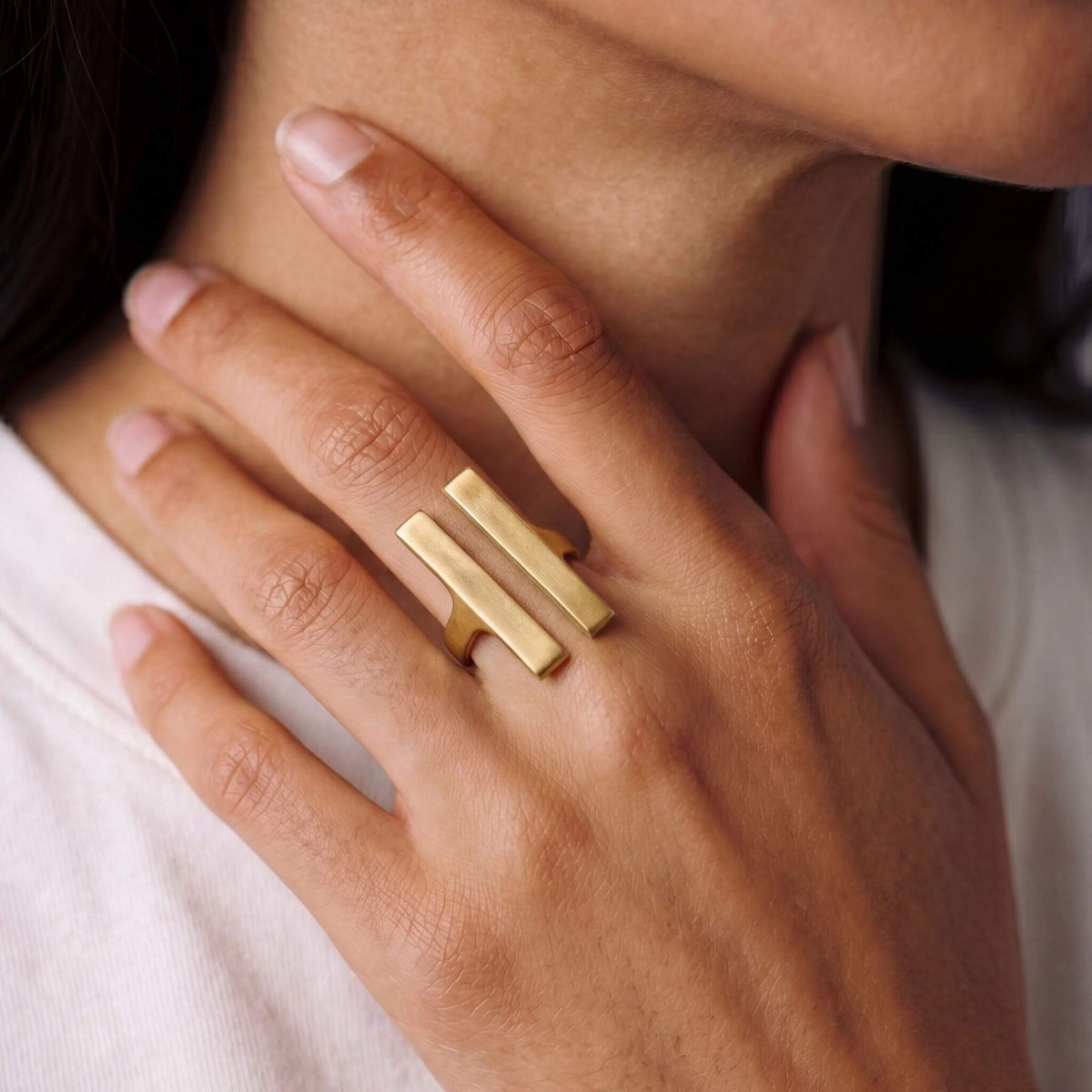 Parallel Double Band Brass Ring | Simba