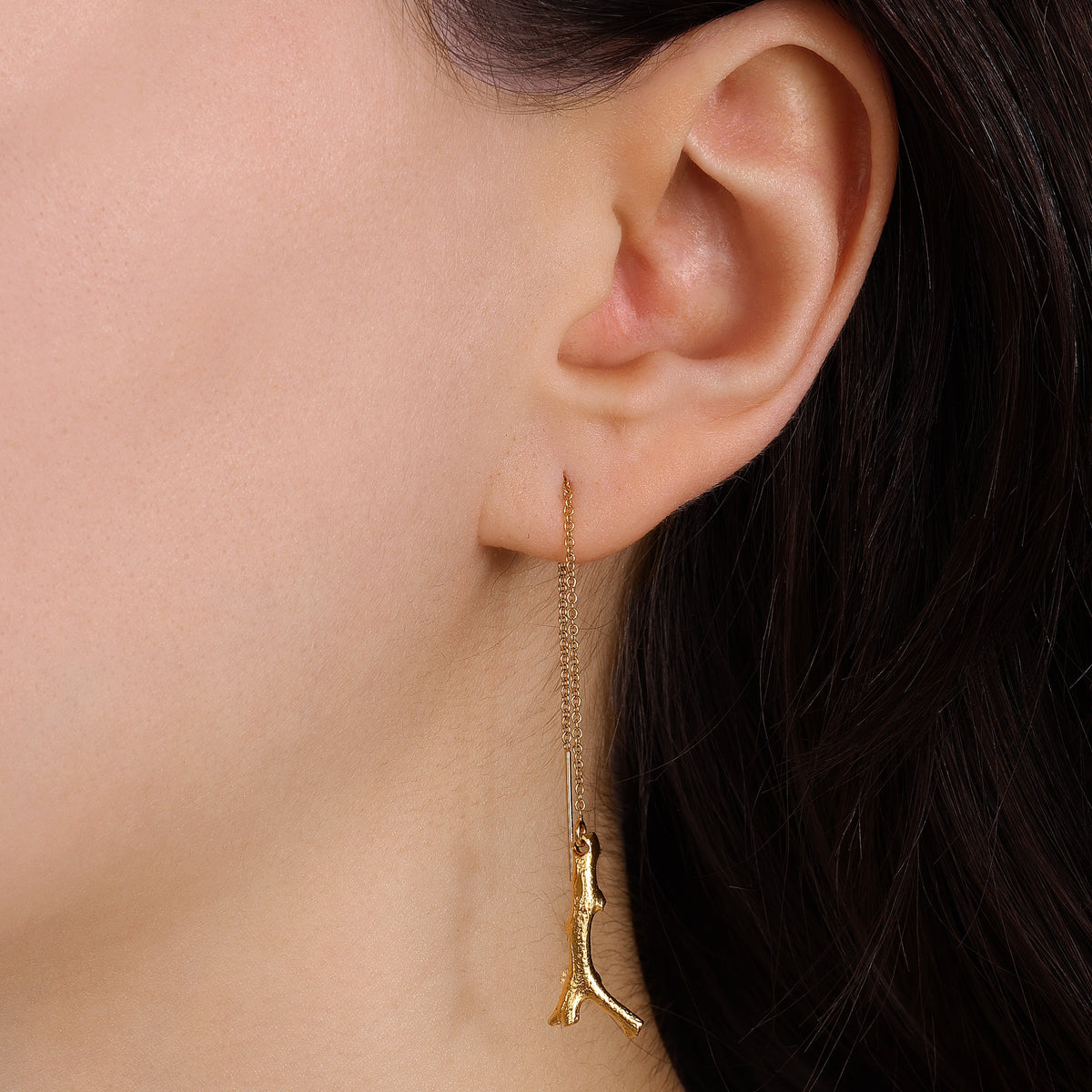 Soft Coral 18K Gold Vermeil Threader Earrings