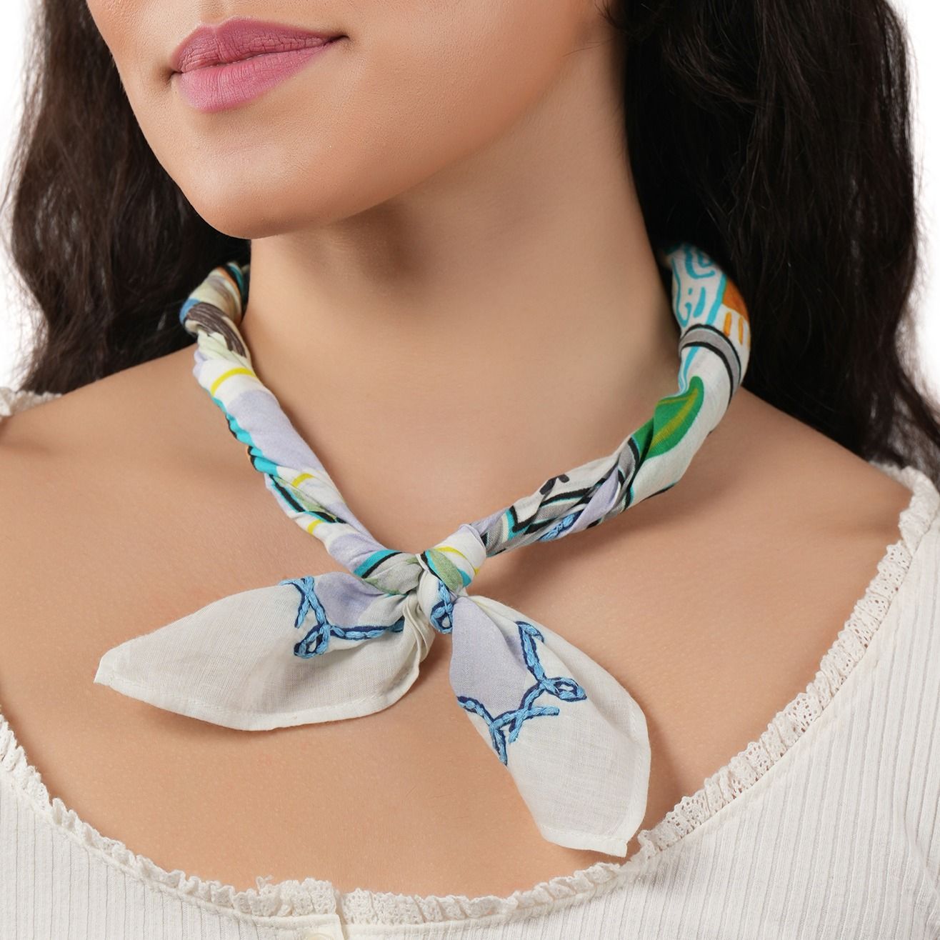 Sunset Sip Cotton Bandana - Ivory